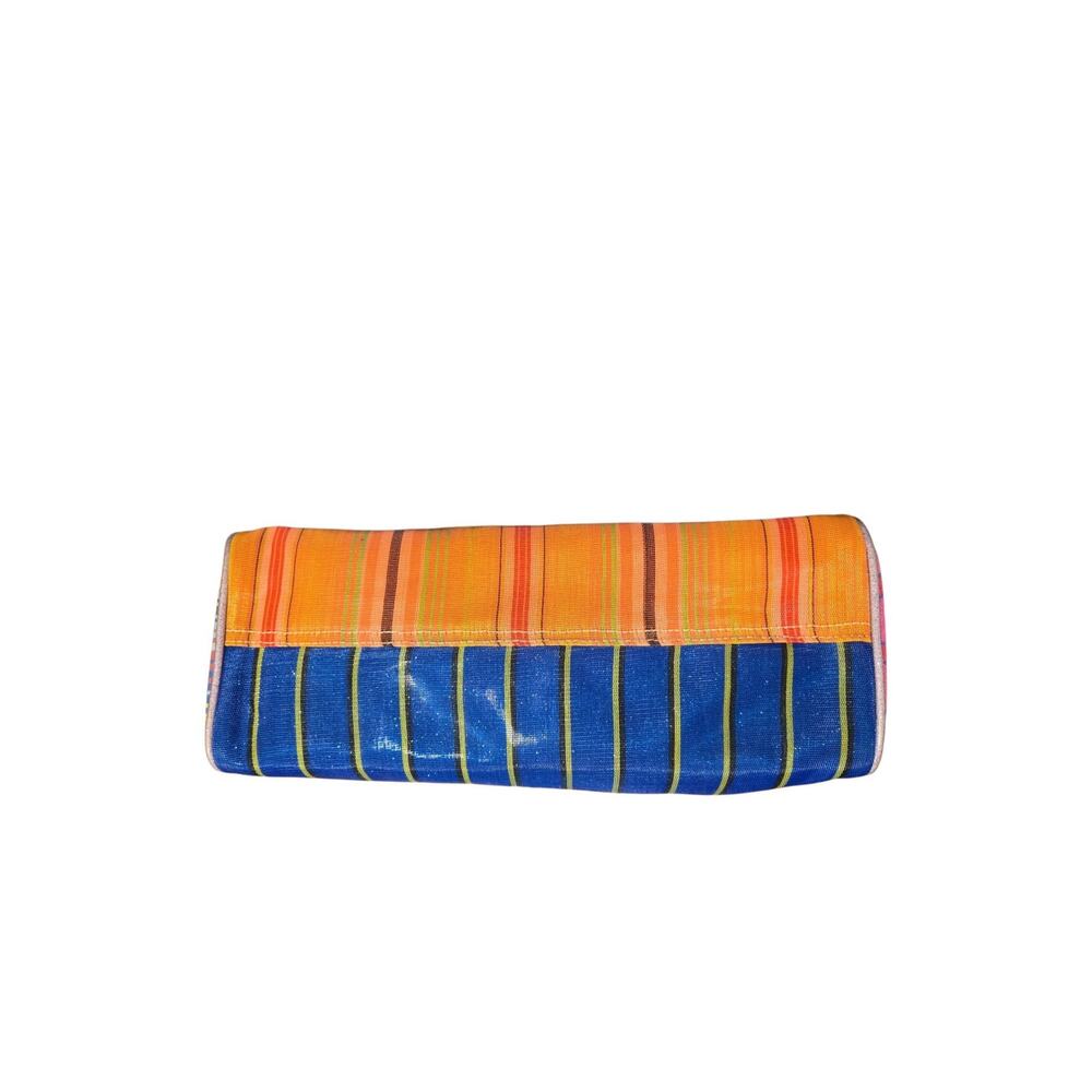 Consuela Checked Out‎ Orange Blue Multi Quatro Large Carry All Tote Bag - Picture 5 of 10